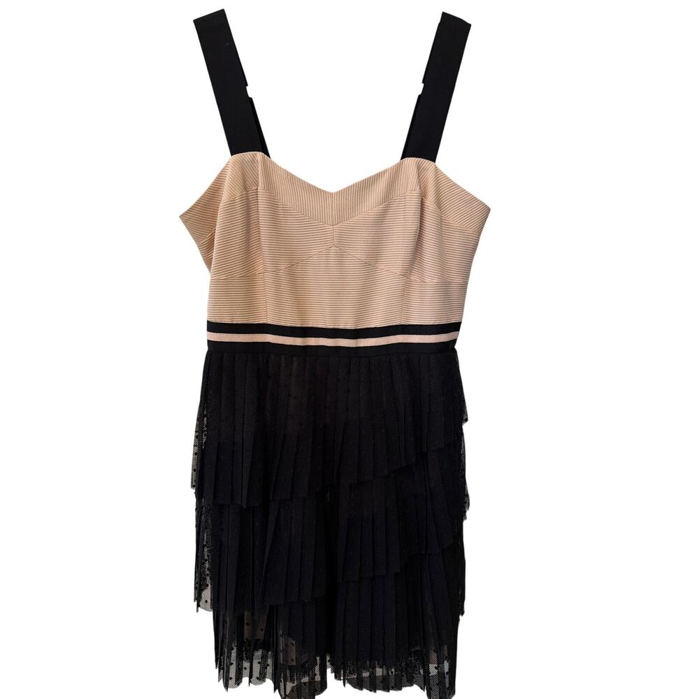 Tracy Reese Tiered Dress Women's Size 12 Black Tan Lace Corset Dress frock! Chic